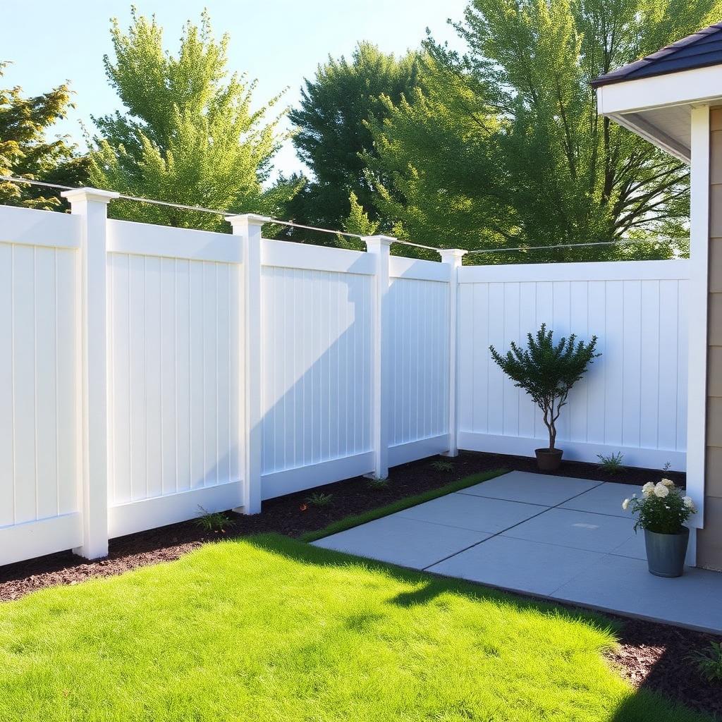 Vinyl Fences install example — Tazewell County backyard